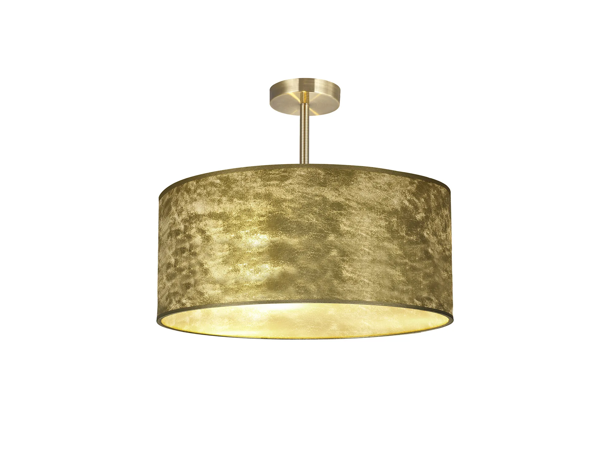 Baymont 50cm Semi Flush 3 Light Antique Brass, Gold Leaf